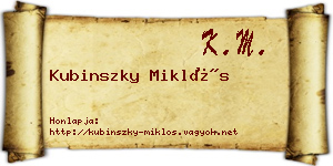 Kubinszky Miklós névjegykártya