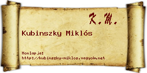 Kubinszky Miklós névjegykártya